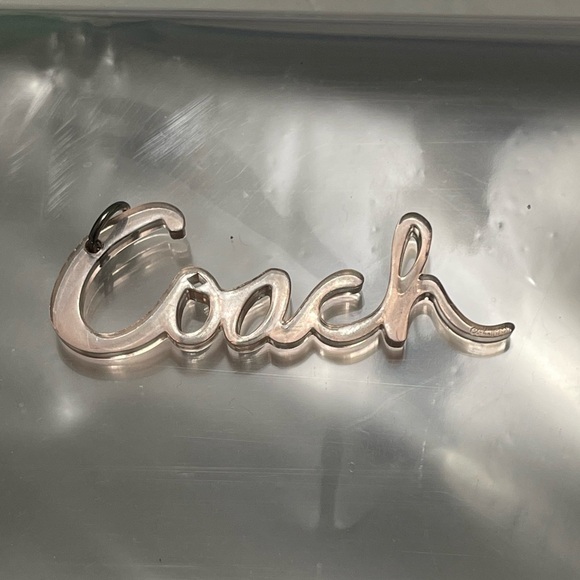 Vintage Coach Poppy acrylic pink script and silver glitter key fobs - Picture 5 of 9